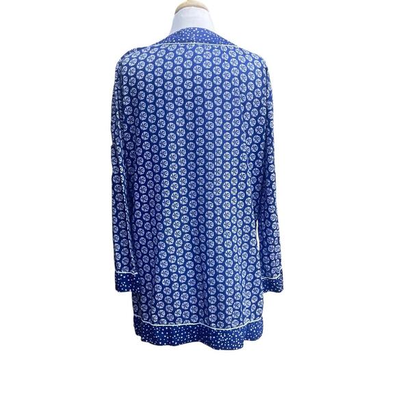 La Blanca Swimsuit Cover-Up Tunic Top Medium Sand Dollar Blue White V-Neck - Picture 3 of 13